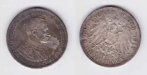 5 Mark Silbermünze Preussen Kaiser Wilhelm II 1913 A in Uniform f.vz (157995)