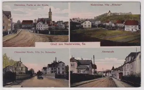 902104 Mehrbild Ak Gruß aus Niederwiesa Alberstraße usw. 1912