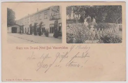 901615 Mehrbild Ak Gruß vom Strand Hotel Bad Wassersleben bei Flensburg 1903