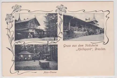 901209 Mehrbild Ak Gruss aus dem Volksheim "Heidepark" Dresden 1899