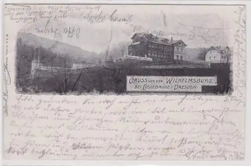 901206 Ak Gruss von der Wilhelmsburg bei Cossebaude-Dresden 1901
