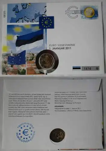 Numisbrief Estland Eesti 2011 2 Euro Zur Euro Einführung Stgl. (118755)
