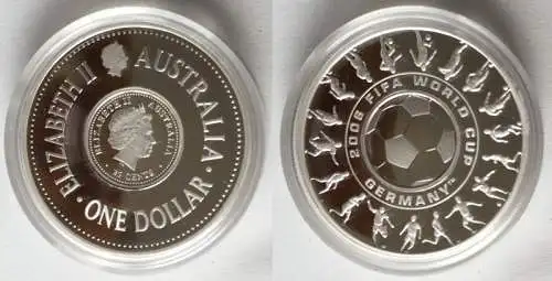 1 Dollar Silber Münze Australien Fußball WM 2006 in Deutschland (122557)