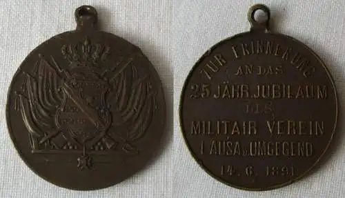 Medaille sächs.Militärverein für 25jährige Mitgliedschaft Lausa & U.1891(148070)