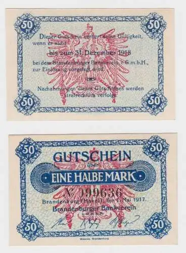 1/2 Mark Banknote Notgeld Brandenburger Bankverein e.G.m.b.H. 1.5.1917 (138053)