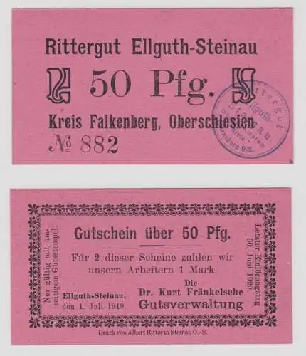 50 Pfennig Banknote Notgeld Gutsverwaltung Ellguth Steinau 1919 (138041)
