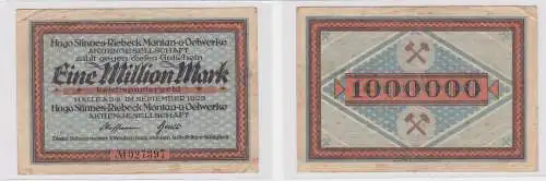 1 Million Mark Banknote Halle Hugo Stinnes Riebeck Montan Sept. 1923 (126091)