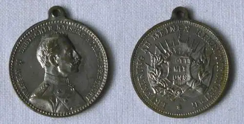 Zinn Medaille Erinnerung an meinen Rekrutierungstag Wilhelm II um 1900 (119337)