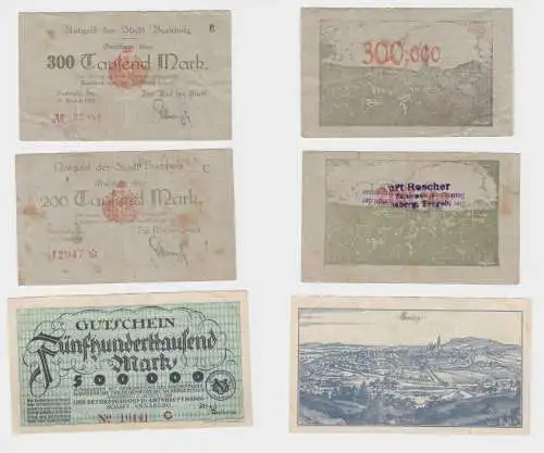 200,300 & 500 Tausend Mark Banknoten Annaberg und Buchholz 1923 (144511)