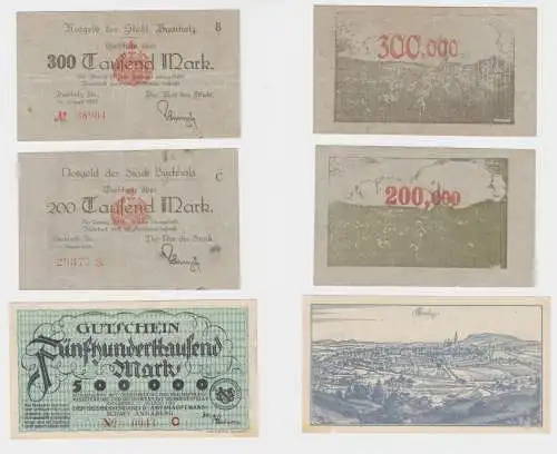 200,300 & 500 Tausend Mark Banknoten Annaberg und Buchholz 1923 (144499)