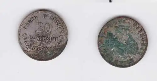 20 Centesimi Silber Münze Italien Vittorio Emanuele II. 1863 (126870)