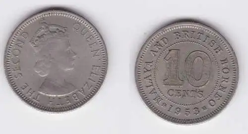 10 Cents Kupfer-Nickel Münze Malaya und britisch Borneo 1953 Elisabeth (127021)