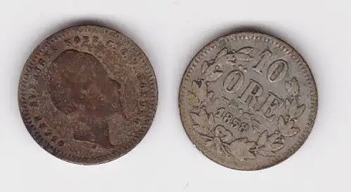 10 Öre Silber Münze Schweden Oskar I. 1858 (126717)