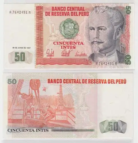 50 Intis Banknote Peru (1985) bankfrisch UNC Pick 130 (138193)