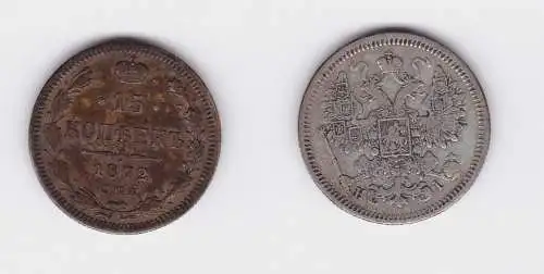 15 Kopeken Silber Münze Russland Alexander II. 1872 (126979)