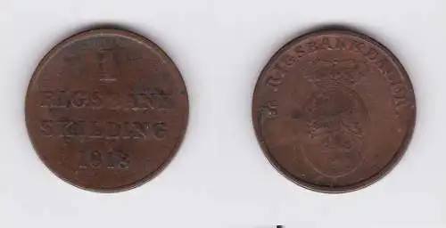 1 Schilling Kupfer Münze Schweden 1818 (127141)