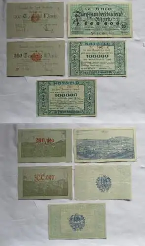 5 x Banknoten 100 bis 500 Tausend Mark Annaberg und Buchholz 1923 (144789)
