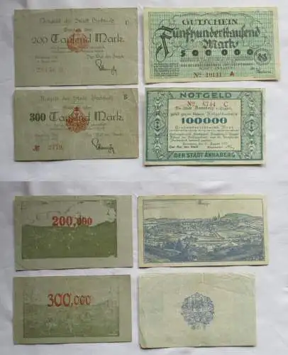 4 x Banknoten 100 bis 500 Tausend Mark Annaberg und Buchholz 1923 (144810)