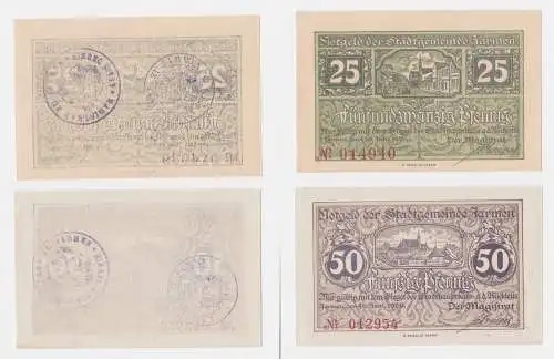 25 & 50 Pfennig Banknoten Notgeld Stadtgemeinde Jarmen 1920 (122519)
