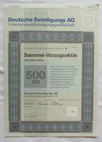 500 DM Aktie Deutsche Beteiligungs AG Königstein November 1985 (120746)