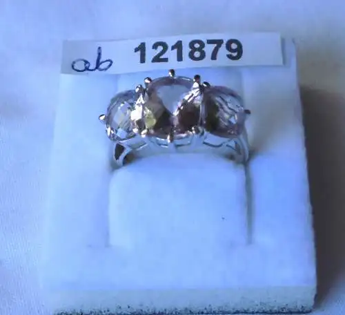 Anmutiger glitzernder Damen-Ring Silber 925 hellrosa große Steine (121879)