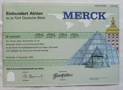 500 DM Aktie Merck Kommanditgesellschaft Darmstadt November 1995 (139857)