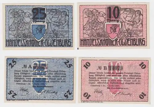10 + 25 Pfennig Banknote Notgeld Handelskammer Oldenburg 1.12.1918 (136239)