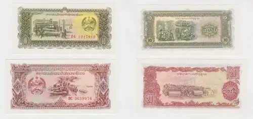 2 Banknoten Laos 5 und 20 Kip kassenfrisch (133023)
