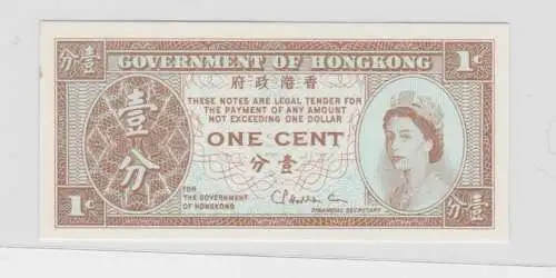 1 Cent Banknote Hong Kong o. Jahr (1971-1981) Pick 325b (134010)
