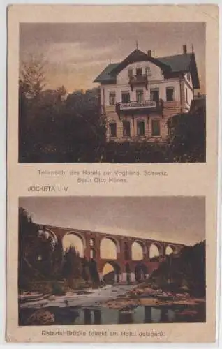 48657 Mehrbild Ak Jocketa - Hotel zur Vogtländ. Schweiz, Elstertal-Brücke 1921