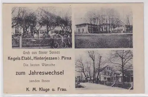16037 Mehrbild Ak Gruß aus Hinterjessen bei Pirna Kegels Etablissement um 1910