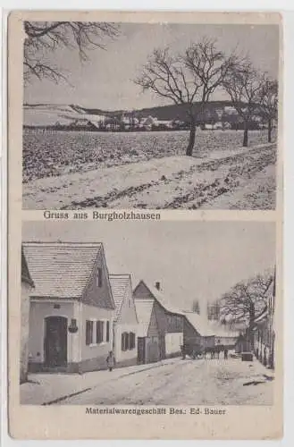 98419 Mehrbild Ak Gruss aus Burgholzhausen - Totalansicht, Materialwarengeschäft