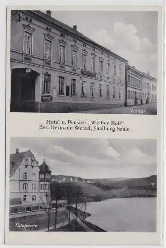 86928 Mehrbild Ak Hotel u. Pension "Weißes Roß" Saalburg/Saale, Lokal, Talsperre