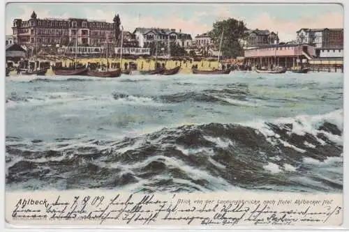 94479 Ak Ahlbeck Blick von der Landungsbrücke nach Hotel Ahlbecker Hof 1909