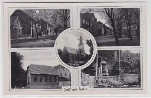 17562 Mehrbild Ak Gruß aus Stobra Kriegerdenkmal, Schule usw. um 1940