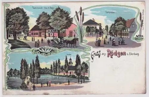69613 Ak Lithographie Gruß aus Rödgen bei Eilenburg Gastwirtschaft usw. 1911