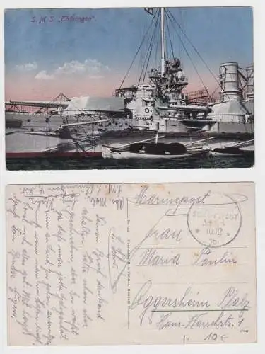 65501 Ak SMS Thüringen, kaiserl. dt. Marineschiffspost Nr. 47 1916