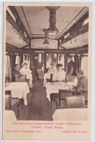 65611 Ak Berlin Eisenbahn Speisewagenbetrieb Gustav Riffelmann 1909