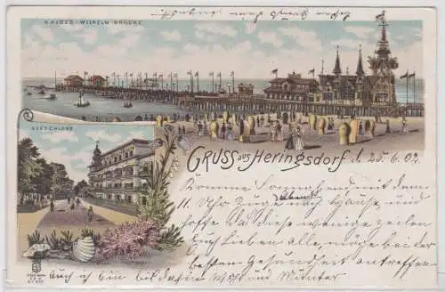 28773 Ak Lithographie Gruß aus Heringsdorf Seeschloss 1902