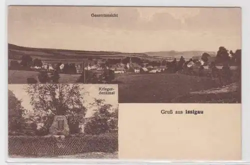 75918 Mehrbild Ak Gruß aus Issigau Gesamtansicht, Kriegerdenkmal um 1930