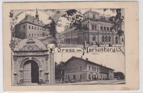 41289 Mehrbild Ak Gruß aus Marienberg in Sachsen Bahnhof usw. 1907