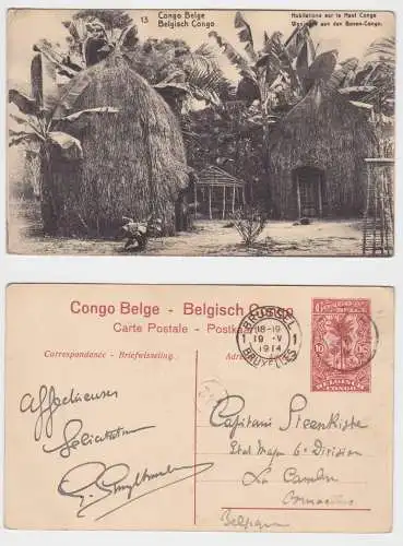36825 Ganzsachen Ak Belgisch Congo Eingeborenenhütte 1914