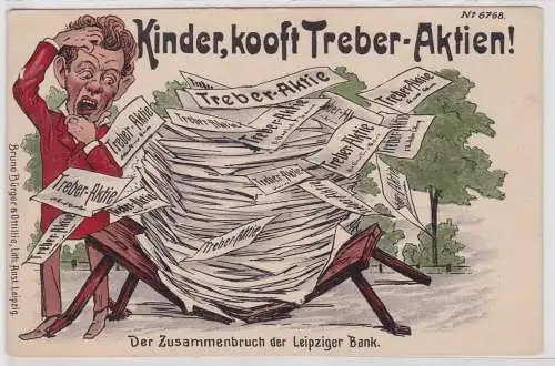 30363 Humor Ak Der Zusammenbruch der Leipziger Bank um 1900