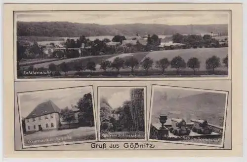 10229 Mehrbild Ak Gruss aus Gößnitz - Totalansicht, Gatshaus, Schlosspark usw.