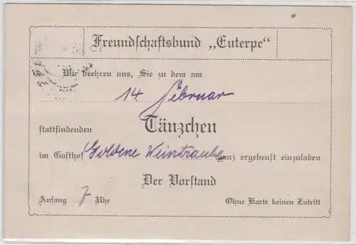 98726 Drucksache Freundschafts-Bund "Euterpe" Meuselwitz Tänzchen 1920
