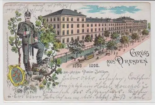 78207 Ak Lithographie Gruß aus Dresden 200jähriges Pionier Jubiläum 1898