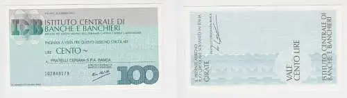 100 Lire Banknote Italien Italia  Banco di Banche e Banchieri 1977 (150663)
