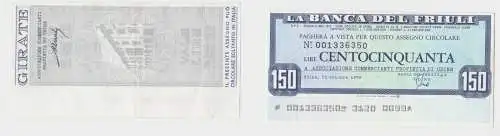 150 Lire Banknote Italien Italia La Banca del Friuli 25.10.1976 (151983)