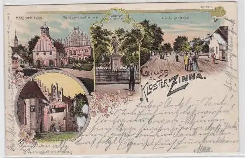 98896 Lithographie Ak Gruss aus Kloster Zinna - Klosterkirche, Hauptstr usw 1904