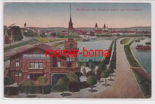 76670 Ak Mainz von der Eisenbahnbrücke mit Winterhafen Ruderverein um 1910